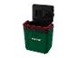 Groene Parkside koelbox met open deksel.
