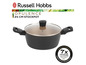 Een zwarte Russell Hobbs Opulence kookpan met deksel, 24 cm.