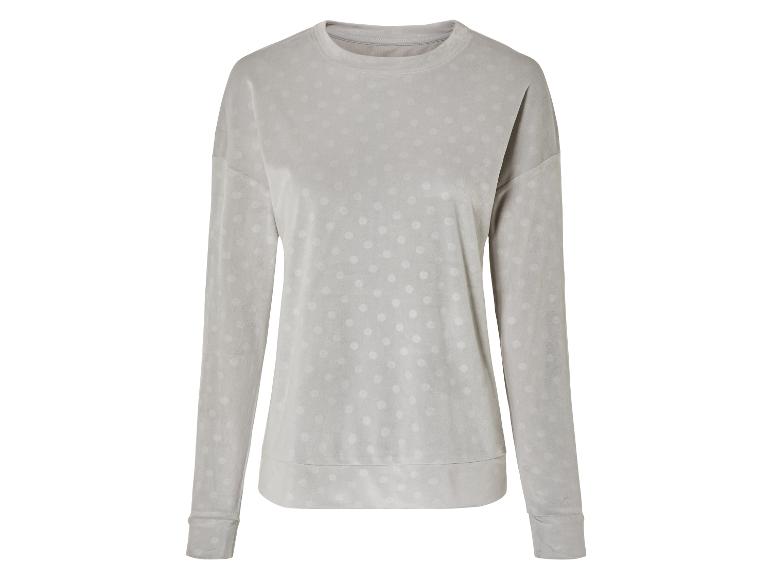 Een grijs longsleeve shirt met witte stippen.