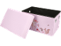 Roze opbergdoos met deksel en een bosdierenpatroon.