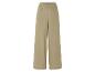 Beige wijde broek met elastische tailleband.