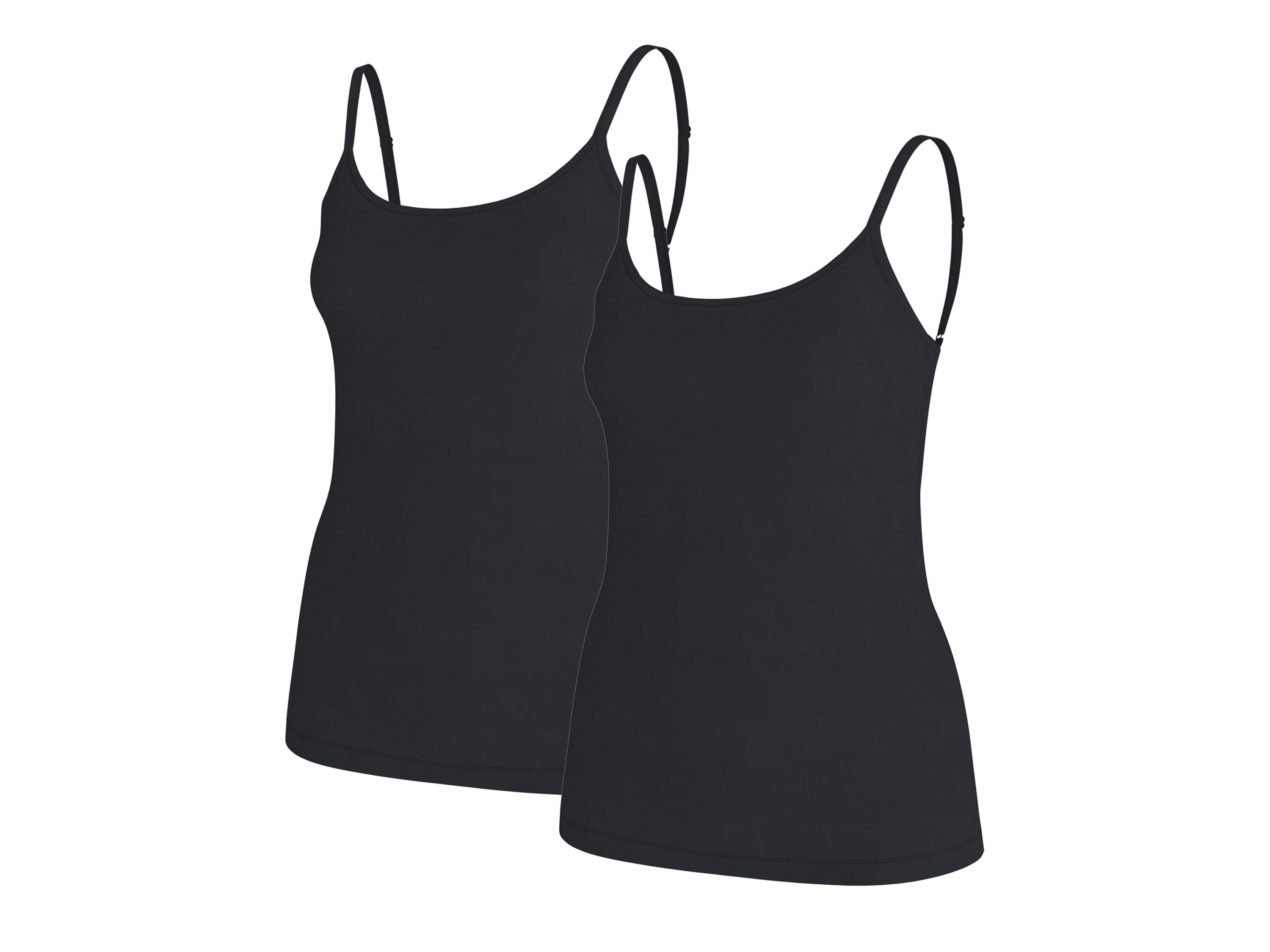 ESMARA Set van 2 dames spaghettitops (zwart, L (44/46))