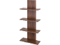 Bruin houten wandrek met vijf verspringende planken.