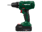 Accuboormachine met een 2,0 Ah accu, in groen en zwart design.