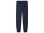 Donkerblauwe joggingbroek met lichtblauwe strepen.