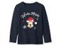 Donkerblauw T-shirt met lange mouwen met Minnie Mouse die een kerstmuts draagt en de tekst 'Winter Magic'.