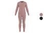 Dames thermokleding in roze, bestaande uit een shirt met lange mouwen en leggings.
