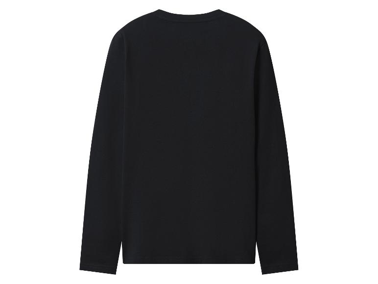 Zwart herenshirt met lange mouwen, achteraanzicht