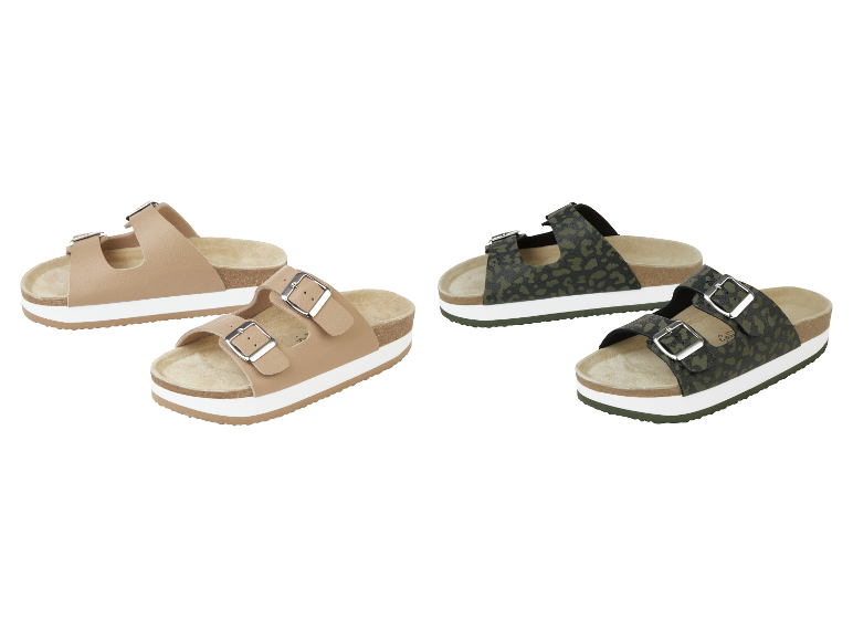 Twee paar plateau sandalen: beige en luipaardprint.