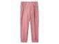 Roze velours joggingbroek met elastische tailleband en boorden