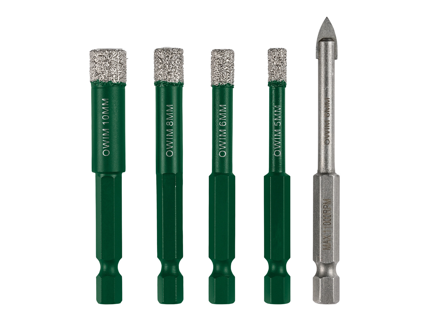 6-delige diamanttegelboorset M14 20/35/40/45/50/68 mm diamantboorset met gereedschapskoffer, diamant gatenzaag glasboor voor droogboren in tegels, porselein, graniet, marmer, fijn steengoed, glas