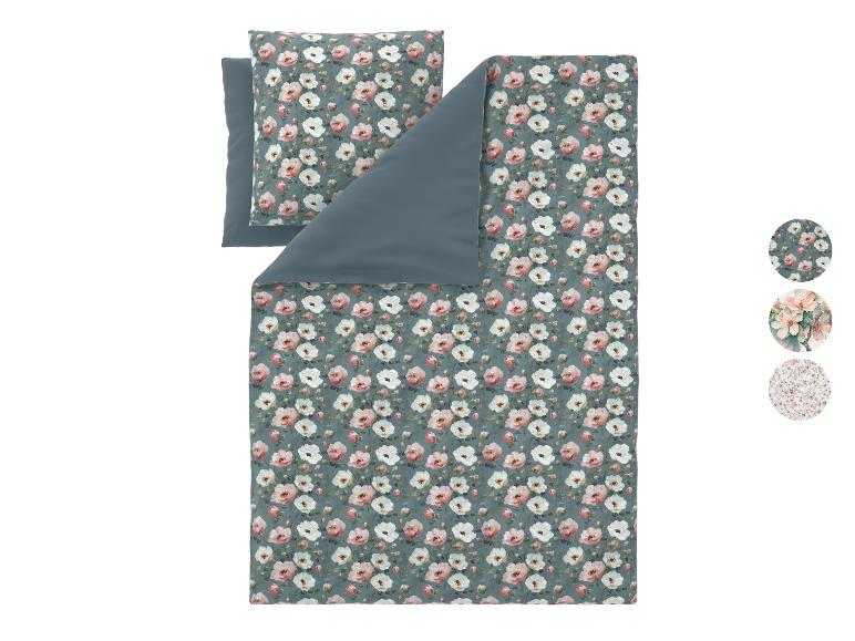 Dekbedovertrekset met bloemenpatroon en effen grijze zijde