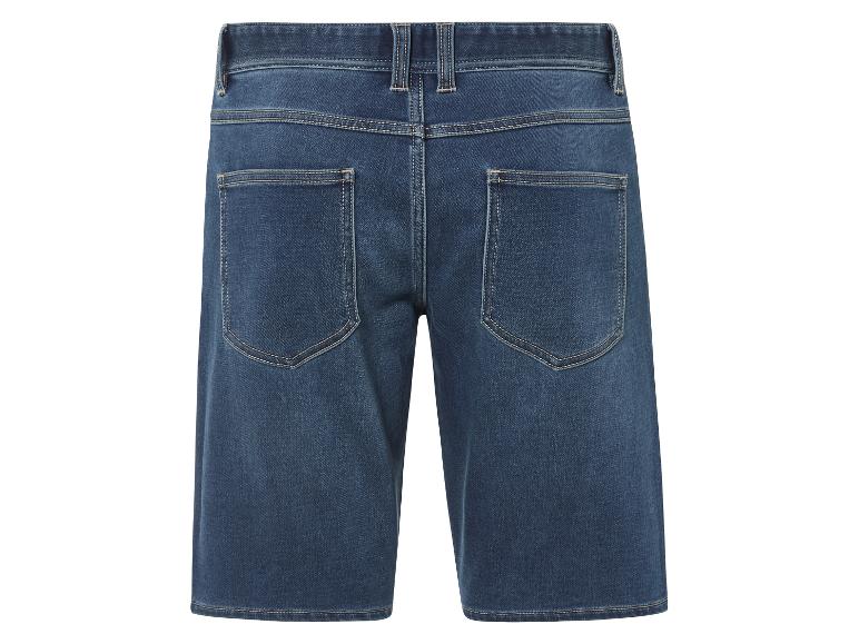 Donkerblauwe jeans shorts, achterkant.