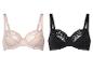 Twee kant bh's: beige en zwart.