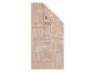 Beige badhanddoek met een geometrisch gestreept patroon en een effen rand.