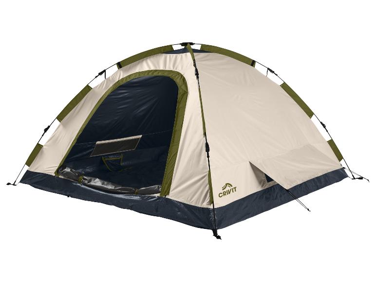 Crivit campingtent in beige en olijfgroen.