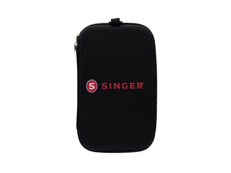Zwarte SINGER etui met rits, met rood en wit SINGER logo