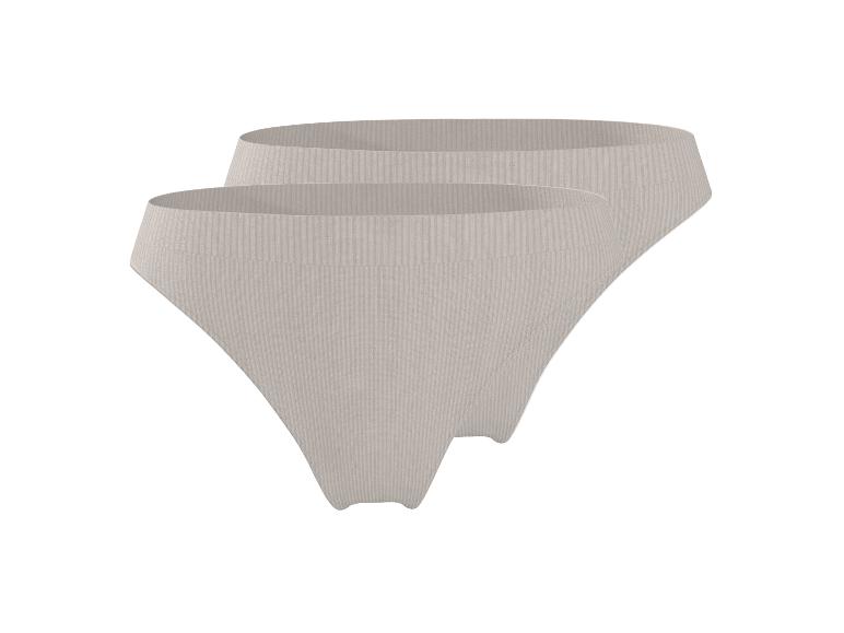 Set van 2 beige geribbelde high-waist slips.
