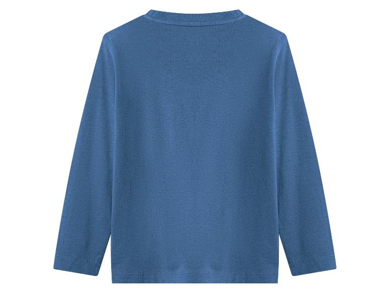 Blauw kinder T-shirt met lange mouwen, achteraanzicht