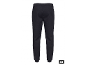 Donkerblauwe joggingbroek met geribde boorden, achteraanzicht.