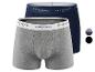 Tweepak herenboxershorts in grijs en donkerblauw met witte tailleband