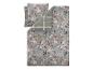 Dekbedovertrekset met bloemen- en vogelpatroon en geruite print.