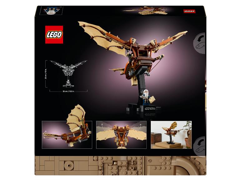 LEGO Leonardo da Vinci's Vliegmachine set met minifiguur en afmetingen.