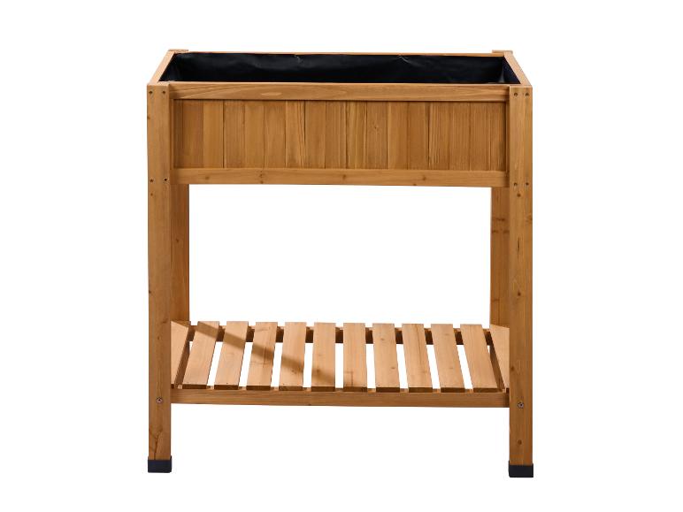 Houten verhoogde plantenbak met zwarte voering en plank