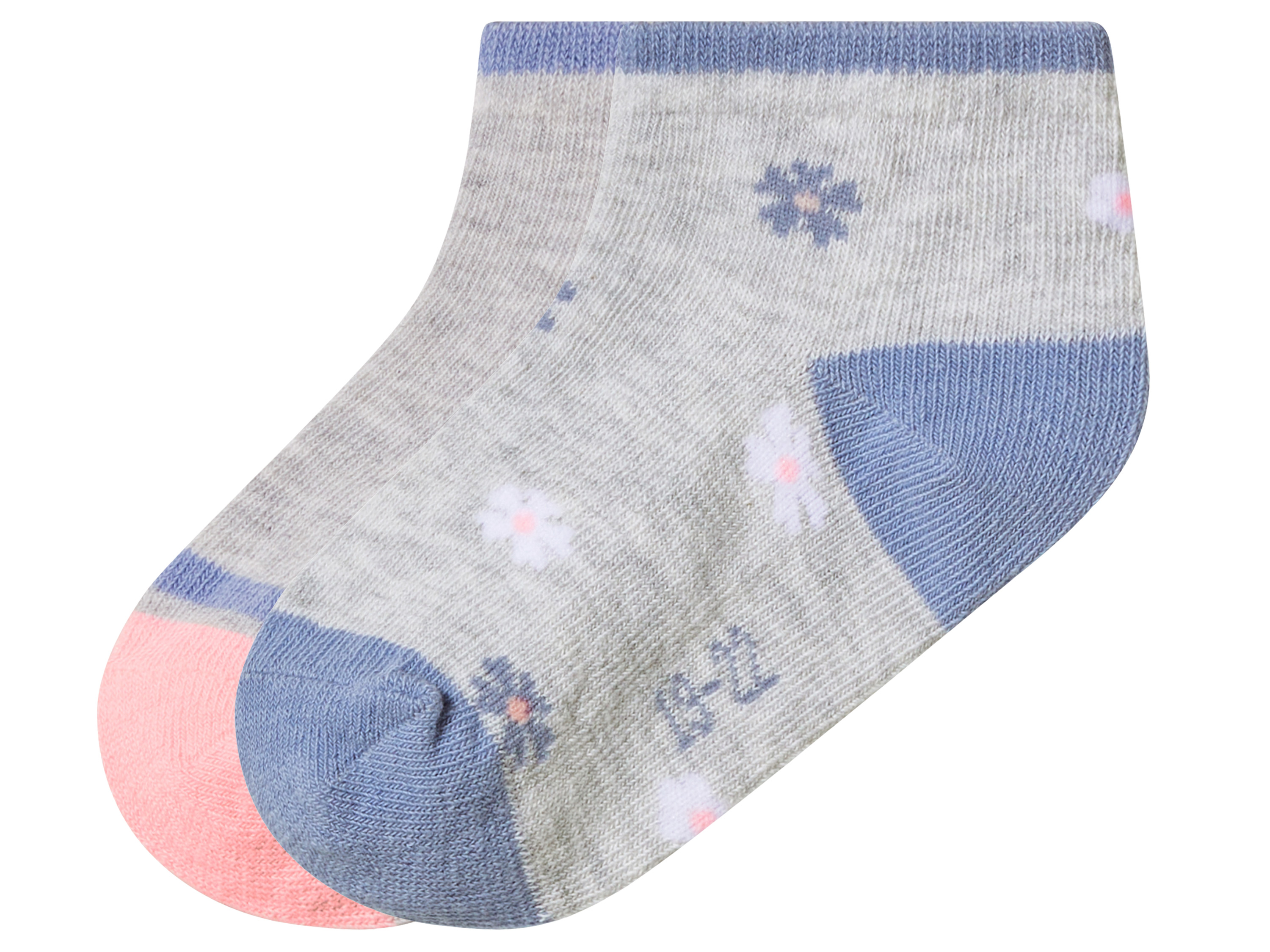 lupilu 2 Paar kinder sokken (Bloemen/grijs/blauw/roze, 23/26)