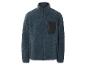 Een donkerblauw fleece jack met ritssluiting