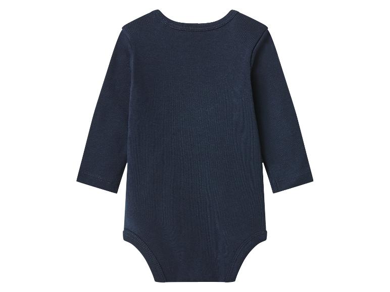 Donkerblauwe romper met lange mouwen, achterkant.