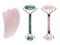 Twee jade rollers en een roze kwarts gua sha van Cien Beauty.