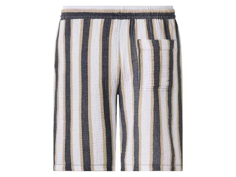 Gestreept short in wit, zwart en beige met elastische tailleband en achterzak.