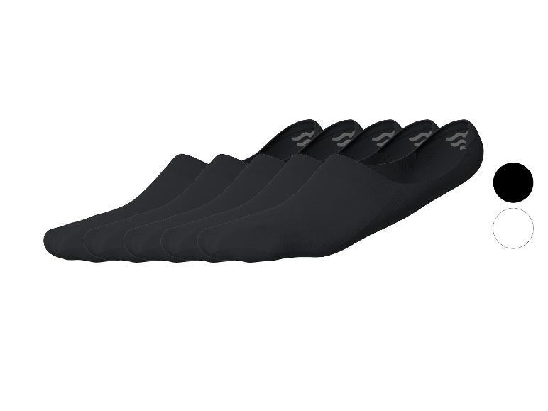 Vijf paar zwarte onzichtbare sokken met antislip siliconen details.