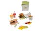 Speelset met fastfoodthema, inclusief burgers, friet en drankjes.