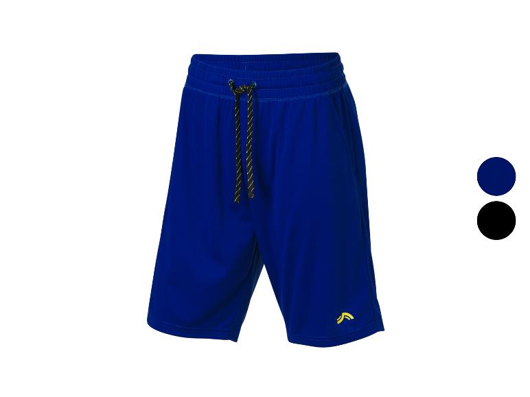 Blauwe sport shorts met trekkoord.