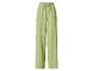 Groene mousseline broek met wijde pijpen en trekkoord in de taille.