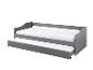 Grijs kinderbed met uittrekbed.