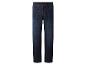 Donkerblauwe herenjeans met rechte pijpen en lichtbruine stiksels