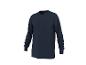 Donkerblauw T-shirt met lange mouwen en ronde hals, gepresenteerd op een witte achtergrond.
