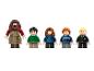Vijf LEGO Harry Potter minifiguren: Hagrid, Harry, Hermelien, Ron en Draco.