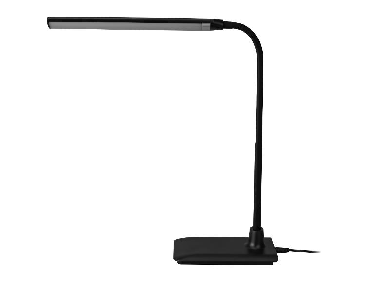 Zwarte LED-bureaulamp met flexibele arm en rechthoekige voet