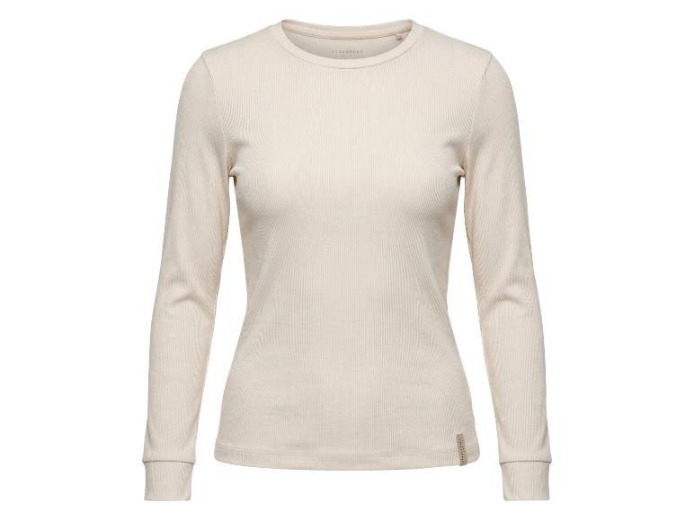 Beige shirt met lange mouwen en ribstructuur
