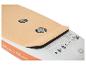Opblaasbaar stand-up paddleboard met ventielen en veiligheidsinstructies.