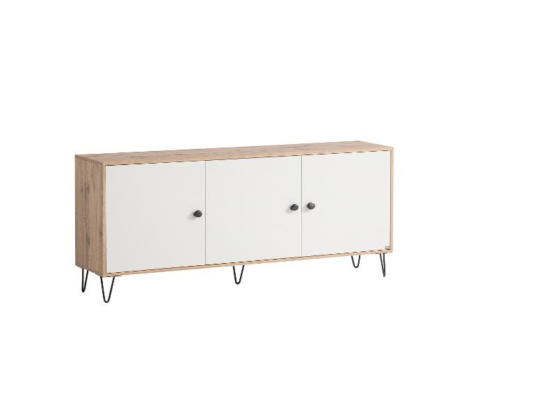 Houten dressoir met witte deuren en zwarte metalen poten
