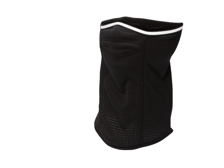 CRIVIT zwarte functionele nekwarmer met witte streep, voor hardlopen.