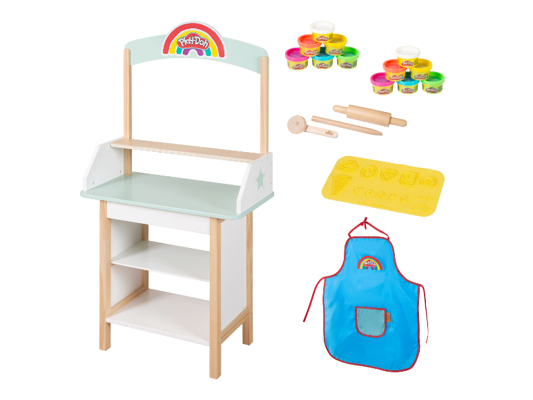 Play-Doh klei-set met houten speelkraam en accessoires.