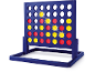 Klassiek vier-op-een-rij-spel met plastic frame und gekleurde fiches.