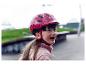 Abus kinderfietshelm, hartjesprint, roze.