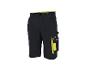 Zwarte Parkside werkshorts met neongele details en cargozakken.